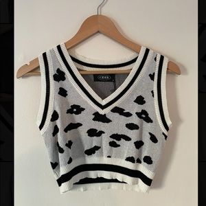 Cider Sweater Vest, Cow Print